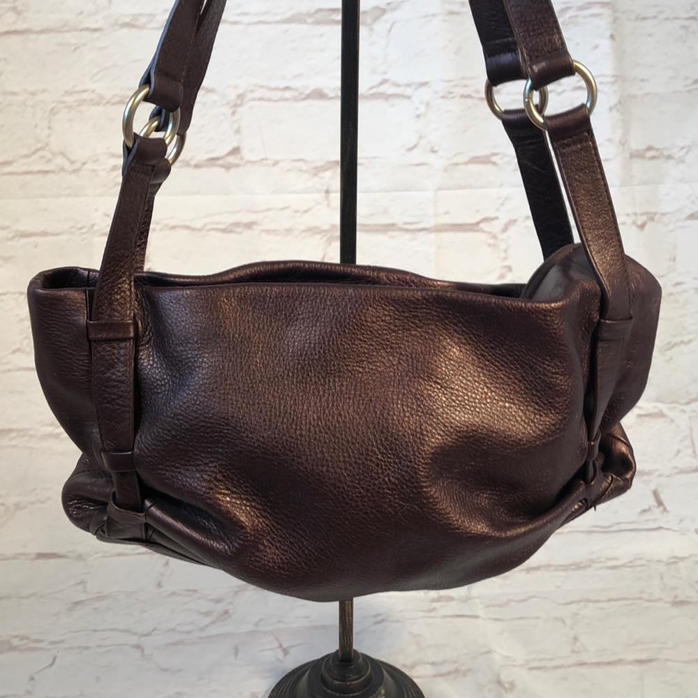 HOBO International leather Shoulder bag Brown Bronze with straps Lined pockets